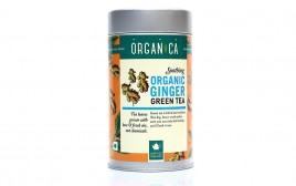 Organica Soothing Organic Ginger Green Tea  Container  100 grams